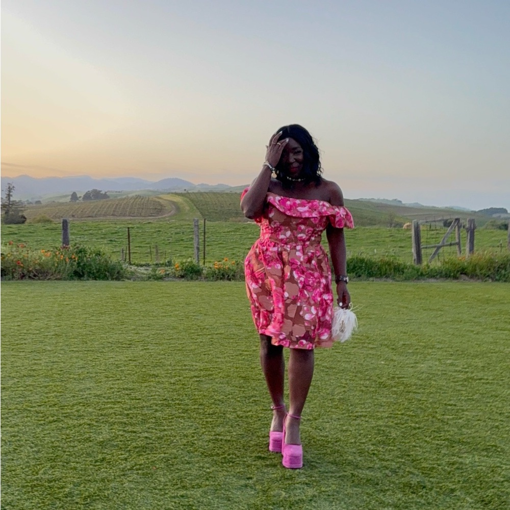 Floral Pink Off-Shoulder Dress